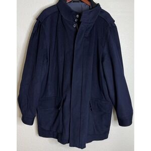Talbots Mens XXL‎ Navy Blue Wool Coat Jacket Pockets Heavy Preppy Outdoors